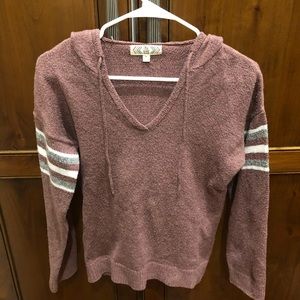 Pink grey and white hoodie.